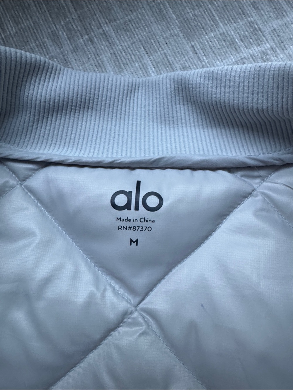ALO Yoga Quilted Bomber Jacket in Light Gray